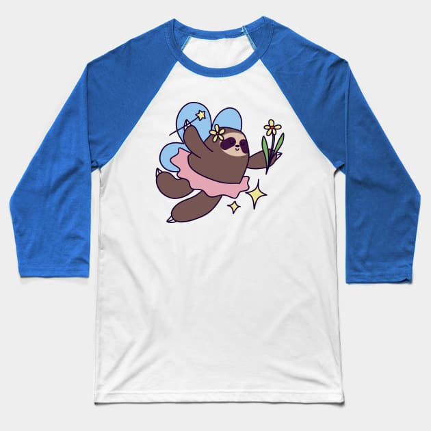 Dancing Fairy Sloth Baseball T-Shirt by saradaboru
